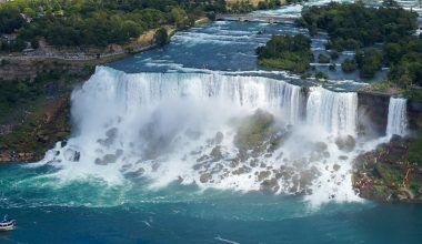 Cataratas del Niágara americanas. Se va la más grande y el velo de novia en la derecha.